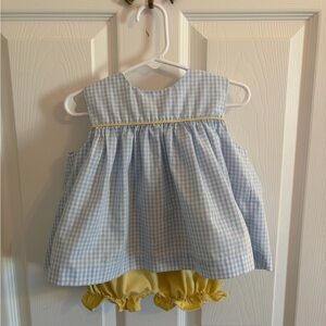 Little English Blue Gingham Top with Yellow Diaper Cover